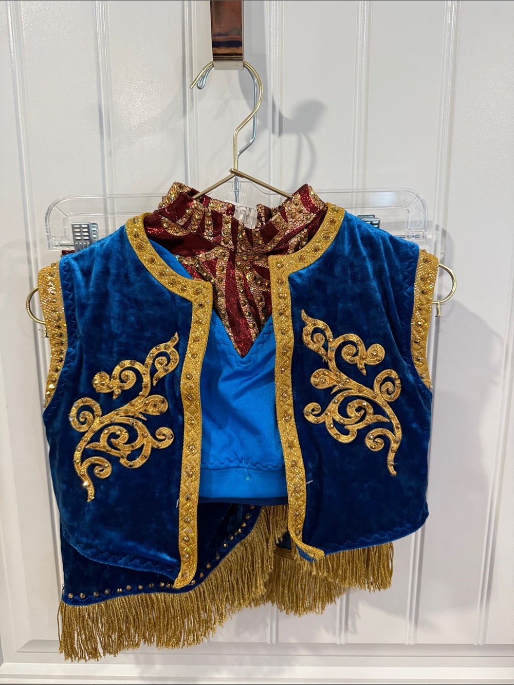 Blue and Gold Velvet Prince Vest Costume - Kids